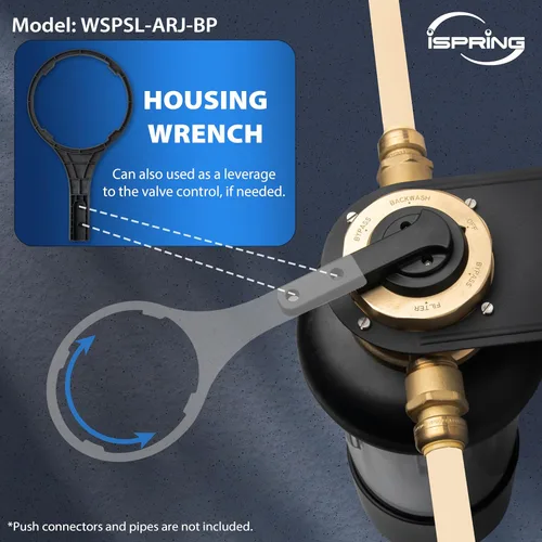 Miniatura 5 de iSpring WSP50SL-ARJ-BP, certificado NSF, filtro de agua de sedimentos giratorios para toda la casa, 4 modos de derivación, incluye Siliphos que