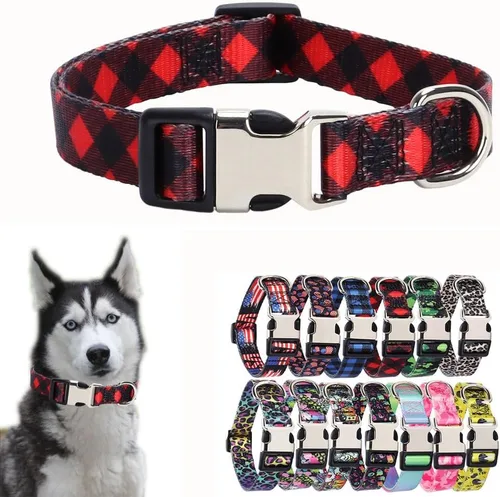 Miniatura 11 de Lindo collar para perros XS, pequeños, medianos y grandes, collar de nailon suave para mascotas, con estampado 3D multicolor, collares ajustables 5