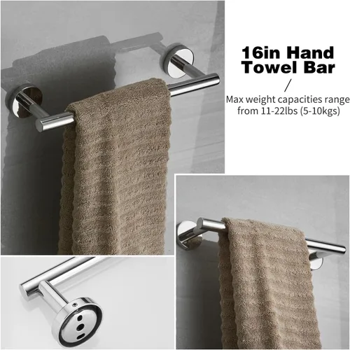 Miniatura 2 de Juego de accesorios de baño de 10 piezas, juego de accesorios de baño de níquel cepillado, incluye barras de toalla de mano de 16 pulgadas, soportes