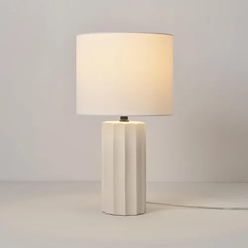Miniatura 4 de GLOBE Electric 65922 - Lámpara de mesa de 20 pulgadas, acabado de hormigón acanalado, pantalla de lino blanco
