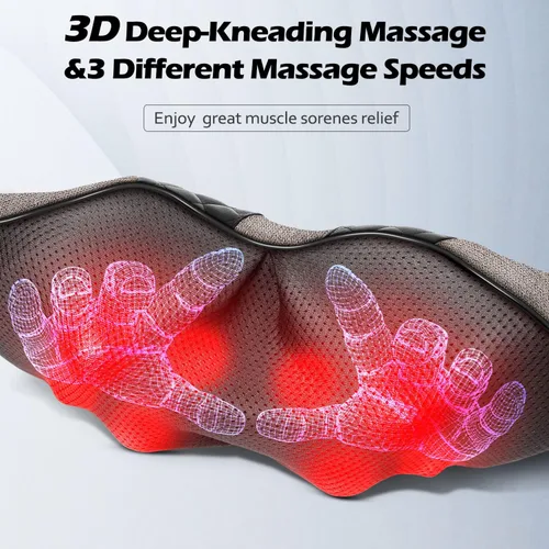 Miniatura 5 de Blue Elf almohada Shiatsu eléctrica para masaje de cuello y espalda con amasado 3D y calor para hombro, parte baja de la espalda, pies y piernas