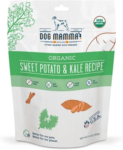Dog Mamma's Receta orgánica de batata dulce y col rizada, golosinas orgánicas certificadas para perros, 6 onzas