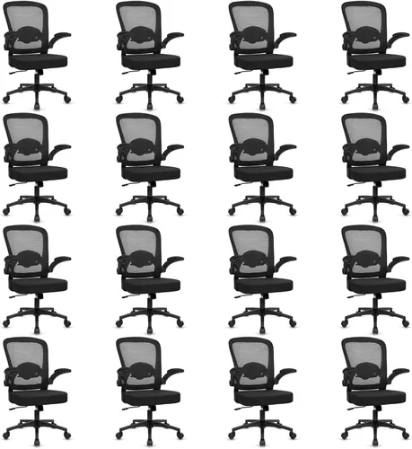 Miniatura 20 de KLASIKA Sillas de escritorio con ruedas, silla de oficina ergonómica de malla, altura ajustable y soporte lumbar giratorio, silla de oficina en casa