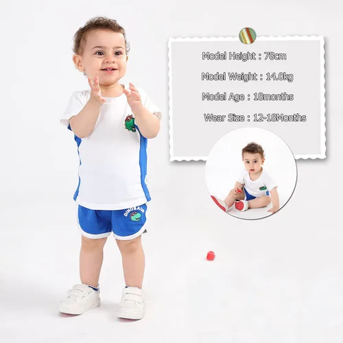 Miniatura 3 de TONWHAR Camiseta unisex con estampado de animales, 2 piezas, de algodón, de manga corta, para el verano