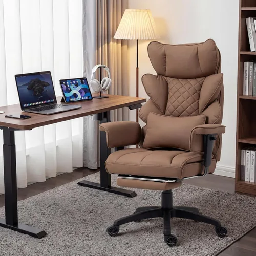 Miniatura 2 de Dowinx Silla de Oficina Grande y Alta con Cojín de Resorte de Bolsillo, Sillas de Gaming de Computadora de Respaldo Alto con Reposabrazos Marrón