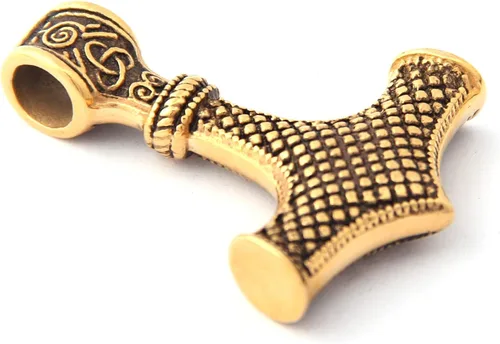 Miniatura 3 de Gungneer Thor Hammer Pendant Mjolnir Necklace 18K Gold Plated Stainless Steel Norse Viking Jewelry for Men Women