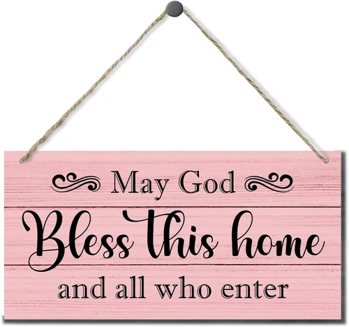 Miniatura 8 de Letrero decorativo de madera con texto en inglés «May God Bless This Home» («May God Bless This Home»)