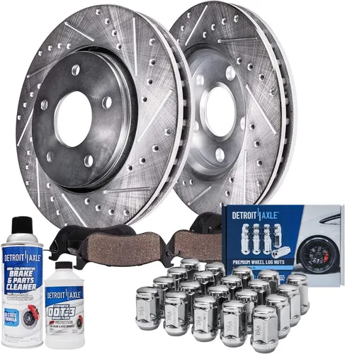 Miniatura 74 de Detroit Axle - 4 rotores de freno para Chevrolet Cruze Volt Orlando Verano, rotores de freno de disco perforados y ranurados de repuesto : rotor