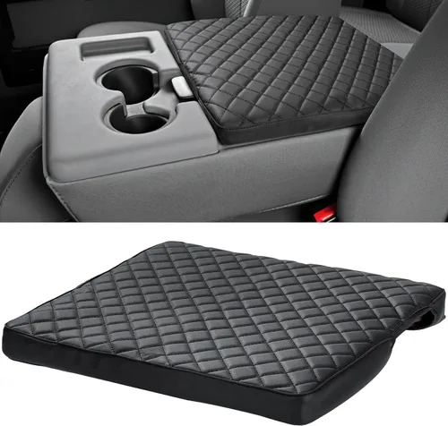 ISSYAUTO Funda de consola central compatible con Ford F250 F350 F450 2011-2016, F150 2011-2014 con consola de asiento plegable, funda de