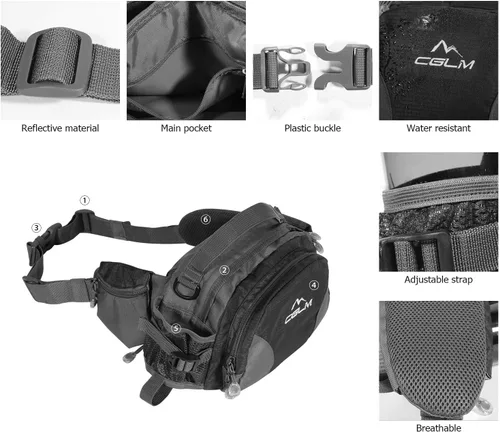 Miniatura 5 de Riñonera de senderismo con soporte para botella de agua para hombres y mujeres, al aire libre, caminar, correr, lumbar, para iPhone, iPod, Samsung