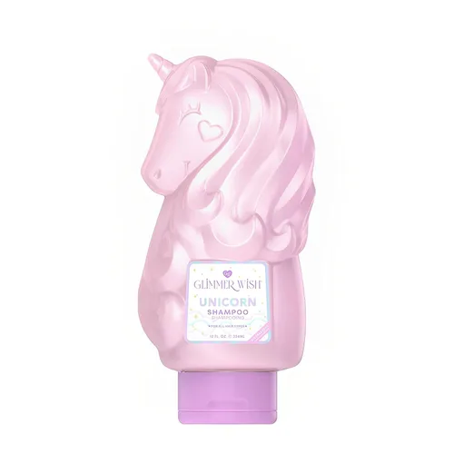 Glimmer Wish Unicorn Kids Champú sin parabenos ni sulfatos para cabello suave y manejable, cuidado del cabello de los niños, aroma de algodón de
