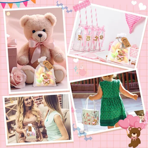 Miniatura 5 de Wettarn Juego de 50 regalos de oso para baby shower, regalos de fiesta de baby shower, recuerdos de devolución para invitados, incluye llaveros