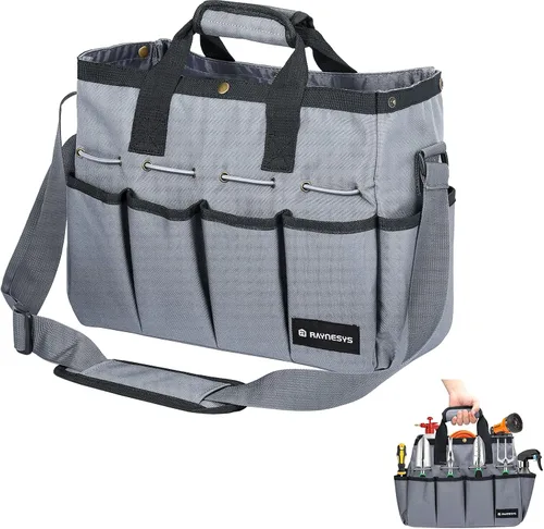 Miniatura 7 de Raynesys Bolsa de mano de jardín, organizador de herramientas de jardinería con bolsillos y asa, bolsa de almacenamiento de jardín resistente 900D