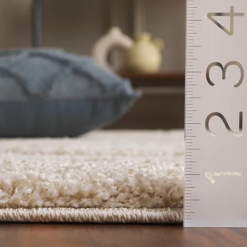 Miniatura 4 de SAFAVIEH Florida Shag Collection - Alfombra de área de 9 pies 6 pulgadas x 13 pies, color crema y beige, diseño de volutas, no desprende pelusa