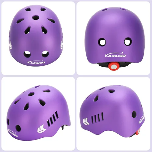 Miniatura 2 de KAMUGO - Juego de cascos de bicicleta para niños, casco ajustable para niños de 2 a 8 años, niños y niñas, con equipo de protección deportiva
