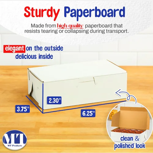 Miniatura 2 de MT Products White Eclair - Caja de donas de 6.25 x 3.75 x 2.20 pulgadas, cajas desechables para panadería sin ventanas (paquete de 250) – Fabricado