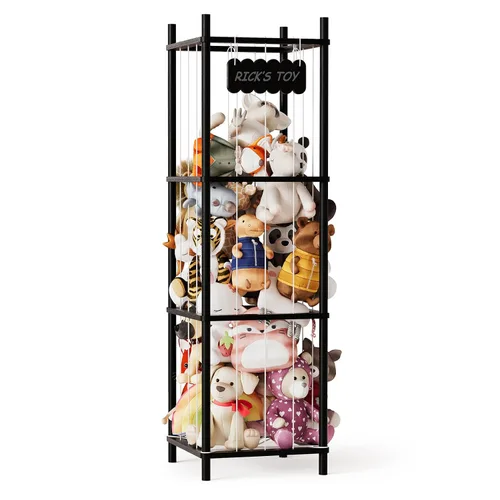 SpaceAid Organizador de Almacenamiento de Animales de Peluche, Soporte de Almacenamiento de Juguetes de Peluche del Zoológico de Animales de Madera,