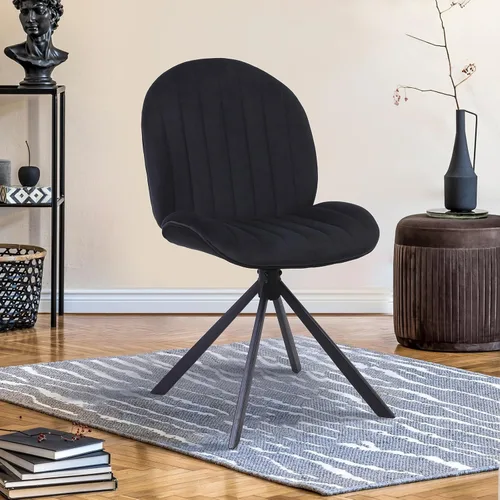 Miniatura 7 de Silla de oficina giratoria de terciopelo de 19 pulgadas, sin ruedas, tapizada sin brazos, sillas de escritorio modernas con patas cruzadas, sin