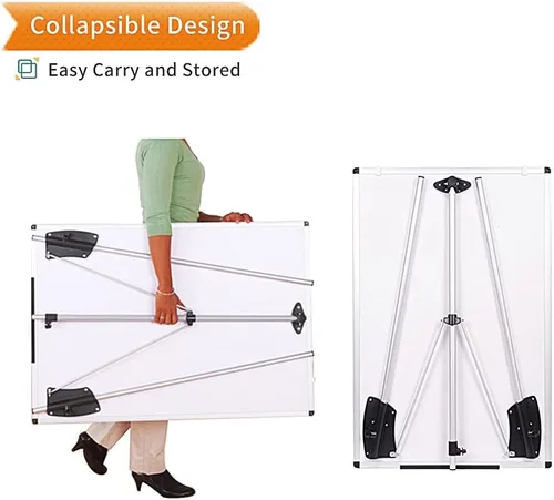 Miniatura 4 de VIZ-PRO Caballete para pizarra blanca, 36 x 24 pulgadas, tablero de borrado en seco portátil, altura ajustable con bloc de notas desplegable