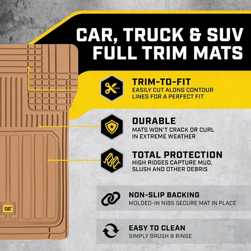 Miniatura 2 de CAT® ToughLiner™ - Alfombrillas de piso beige para coche, resistentes para adaptarse al diseño, alfombrillas de piso para camiones de alta