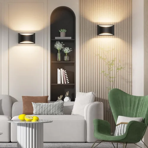 Miniatura 5 de Aipsun Aplique de pared LED moderno negro para interiores, 1 paquete de luces de montaje en pared con cable arriba y abajo para sala de estar
