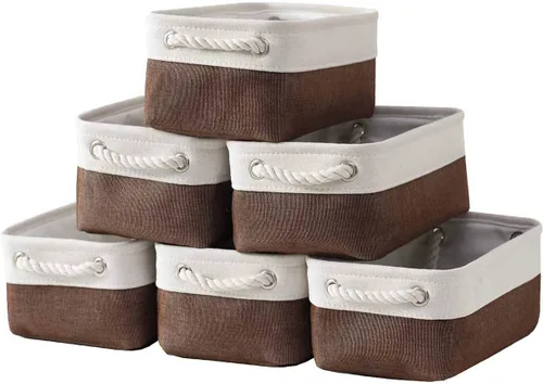 Miniatura 23 de Cesta de organización y almacenamiento para estantes - Paquete pequeño de 6 cestas de almacenamiento de tela plegables para organizar con asa