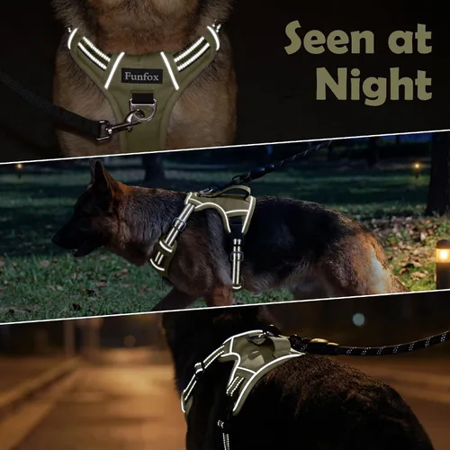 Miniatura 7 de Funfox Arnés para perro sin tirones, arnés de chaleco ajustable para mascotas, material súper suave con mango vertical, fácil control, paseo