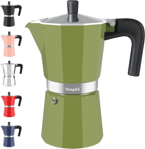 Miniatura 22 de Mongdio - Cafetera de café espresso para estufa Moka, Cafetera Cubana para estufa, Cafetera Mocha Greca Italiana, para 6 tazas de espresso, 10 onzas