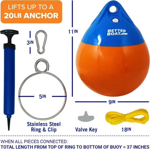 Miniatura 4 de Boya de anclaje y anillo de recuperación de vinilo para barco, boya de amarre redondo, parachoques o marcador y bola flotante de anclaje para línea