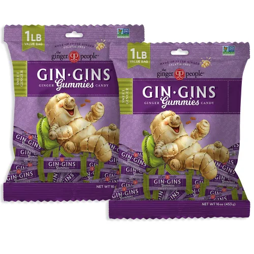 Miniatura 20 de The Ginger People Gin Gins Ginger Gummies - Gomitas dulces de jengibre, antináuseas, 1lb Bolsa