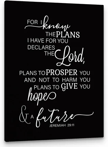 PHAMTE Jeremías 29 11 - Arte de pared de Jeremías cristiano 29:11 For I Know The Plans I Have For You, arte de pared, versículo bíblico con texto en