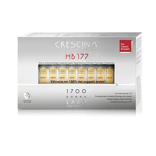 Crescina Trasdérmico Islas Foliculares HB 177 Tratamiento Refuerzo Del Cabello Para El Regreso Del Cabello 1700 Mujer 40 Viales
