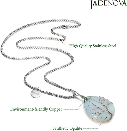 Miniatura 2 de JADENOVA Collar de cristal curativo para mujer, colgante de árbol de la familia, árbol genealógico, joyería envuelta en alambre, colgante de lágrima