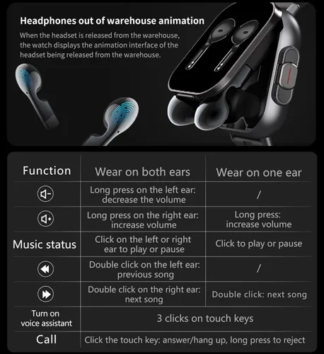 Miniatura 3 de Reloj inteligente con auriculares, para hacer/responder llamadas Bluetooth, monitor de actividad física, monitor de presión arterial y frecuencia