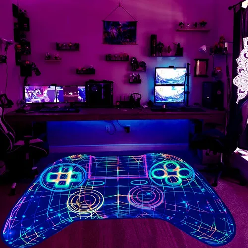 Miniatura 8 de Alfombra de juegos para adolescentes y niños, alfombra de jugadores que brilla en la luz negra, alfombra antideslizante para habitación de niños