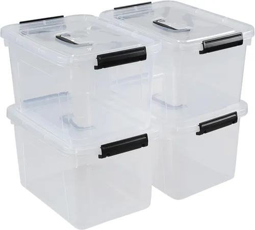 Miniatura 6 de Anbers Caja de almacenamiento de plástico con tapa de 10.5 cuartos de galón con asa, paquete de 4, transparente Contenedor de almacenamiento