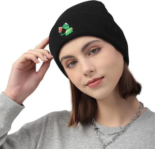 Miniatura 2 de Winter Kermit The Frog Beber - Gorro de punto grueso de gran tamaño unisex con puños