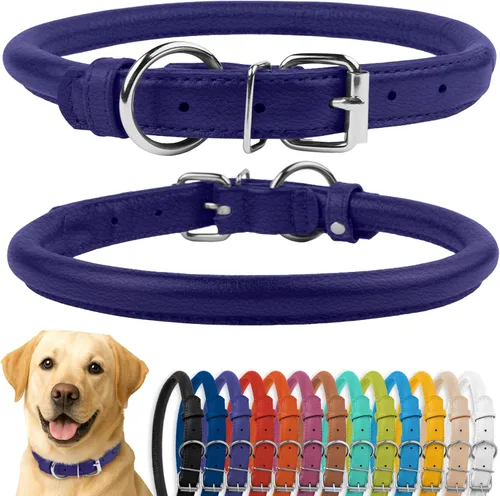 Miniatura 34 de CollarDirect Collar de perro con tachuelas, collares de cuero para mascotas para perros pequeños, medianos y grandes, acolchado suave, marrón, negro