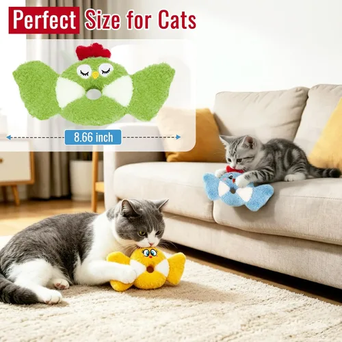 Miniatura 6 de Retro Shaw Juguete de pájaro para gatos con hierba gatera y vid plateada, juguete interactivo realista para gatitos con sonido arrugado para gatos