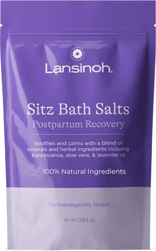 Lansinoh Sales de Baño de Asiento, Esenciales Posparto y Tratamiento de Hemorroides, Remojo de Baño de Sales de Epsom con Aceite de Lavanda, Olíbano
