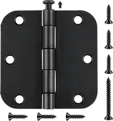 Miniatura 8 de Bisagras redondeadas para puerta de 3-1/2 x 3.5 pulgadas, radio 5/8, negro mate de 3.5 pulgadas, paquete de 18 unidades, sin chirridos, bisagras