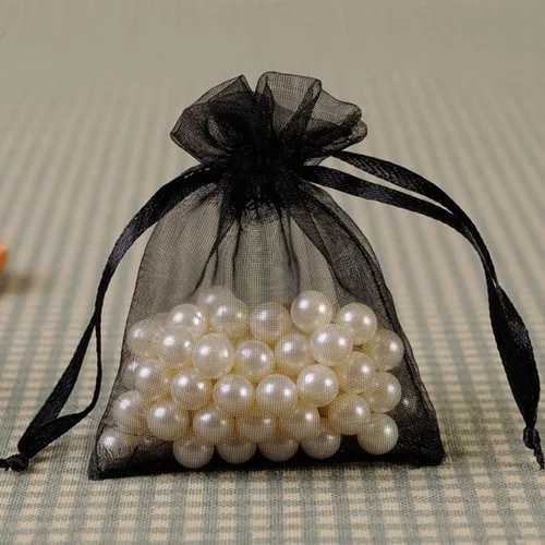 Miniatura 7 de Paquetes de 50 bolsas de organza de regalo de 4 x 6 pulgadas, cordón negro a granel para baby shower, Navidad, cumpleaños de profesores, recuerdos