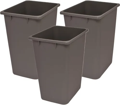 Cubo de basura de plástico - Bote de basura interior para cocina, hogar, oficina y uso comercial - Gran recipiente de eliminación de residuos, Gris