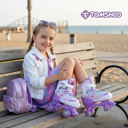 Miniatura 2 de TOMSHOO Patines de ruedas para niños y niñas de 3 a 5, 5 a 8, 6 a 12, 4 tamaños, patines ajustables con ruedas iluminadas, para regalo de cumpleaños