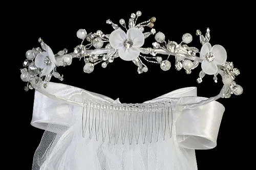 Miniatura 4 de Swea Pea Lilli Girls First Communion Veil - White Holy 1st Communion Headpiece with