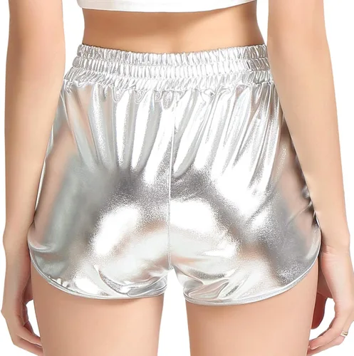 Miniatura 6 de Mirawise Pantalones cortos metálicos brillantes para niñas, trajes de baile brillantes, Metálico