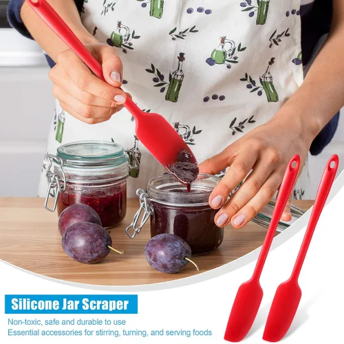 Miniatura 6 de Patelai 2 piezas de espátulas de silicona con mango largo, raspador de goma antiadherente, resistente al calor, espátula de silicona para frascos