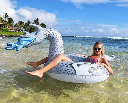 Miniatura 4 de GoFloats Balsas inflables de tubo para fiesta de dragón: elige entre dragón de fuego y dragón de hielo, flotadores de piscina