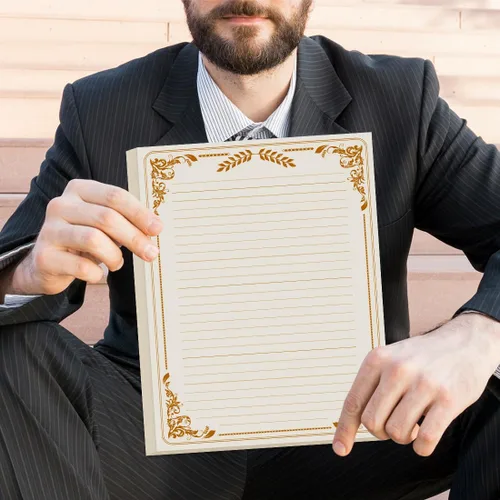 Miniatura 6 de Papel de carta con rayas vintage, papel estacionario para escribir cartas, 50 hojas de líneas y diseño de borde antiguo para papeles de escritura