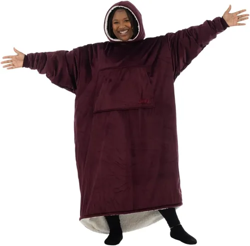 Miniatura 16 de THE COMFY Original - Manta de forro polar de microfibra con forro sherpa, diseño de gran tamaño con capucha y bolsillo de Shark Tank